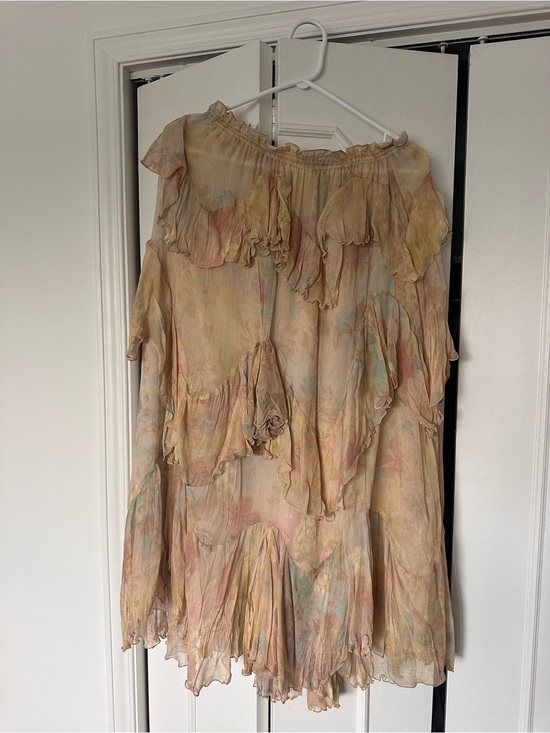 Zara Dresses & Skirts - Zara Pastel Yellow Pink Floral Midi Skirt